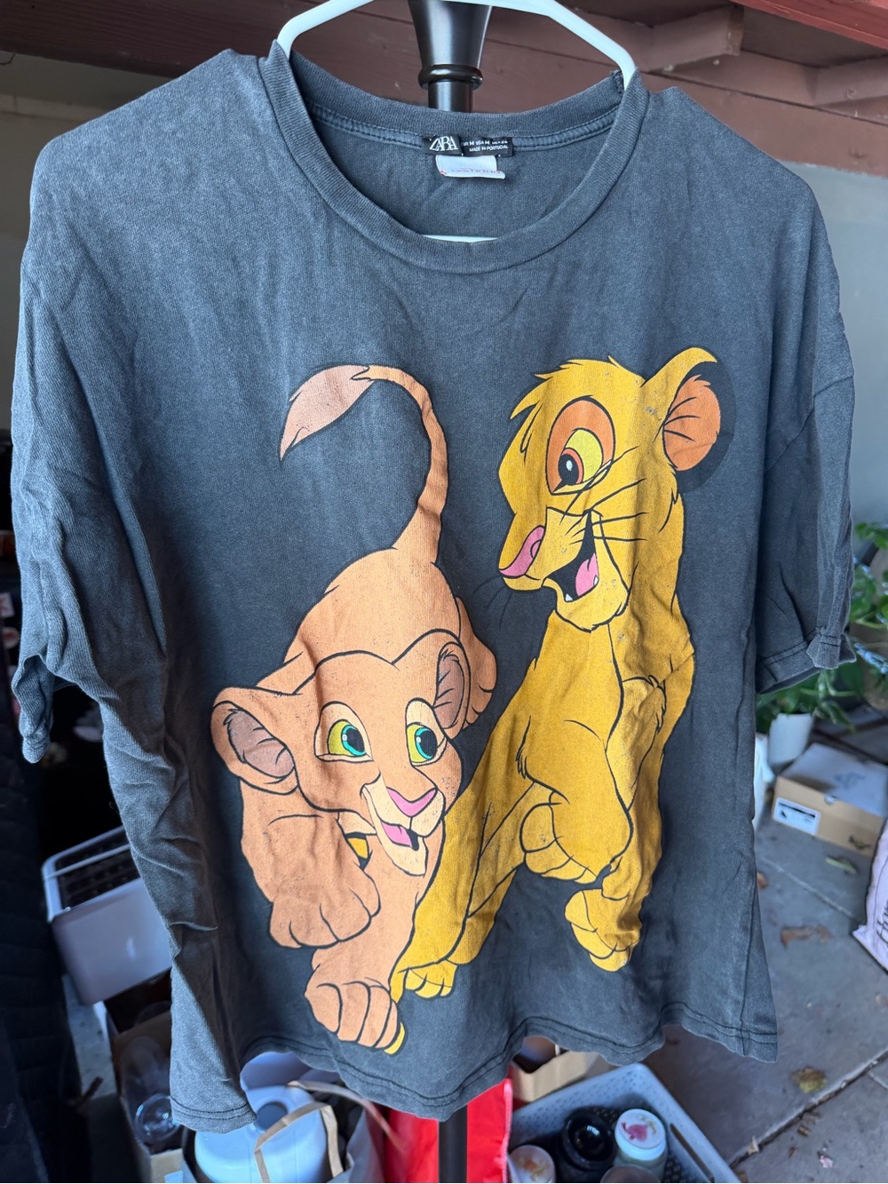 The Lion King women’s Graphic Tee - Charcoal baby Nala and simba